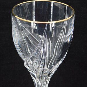 Lenox Debut Gold Rim Crystal 7 3/8" tall Wine Glass Stemware Germany Swirl NEW